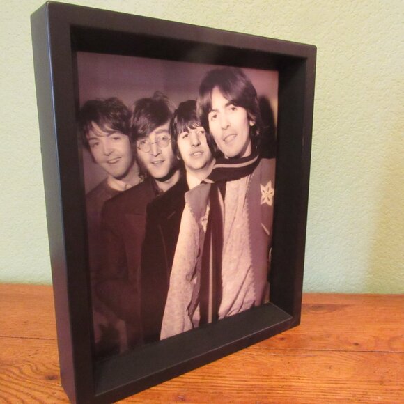 Rare Vintage Lenticular BEATLES Picture 3-D Framed Black & White Photo Print - Picture 6 of 16
